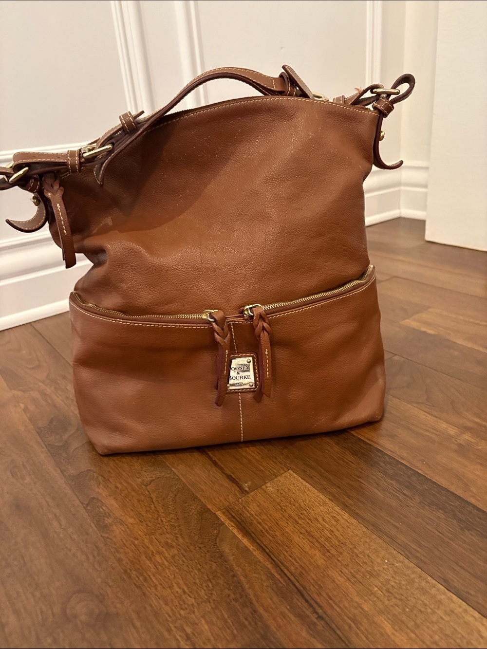 Dooney & Bourke Brown Pebble Leather Shoulder Bag